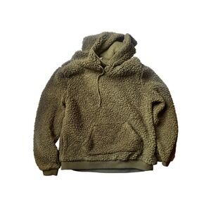Love Tree Teddy Bear Fleece Hoodie Pullover Olive Green Size M